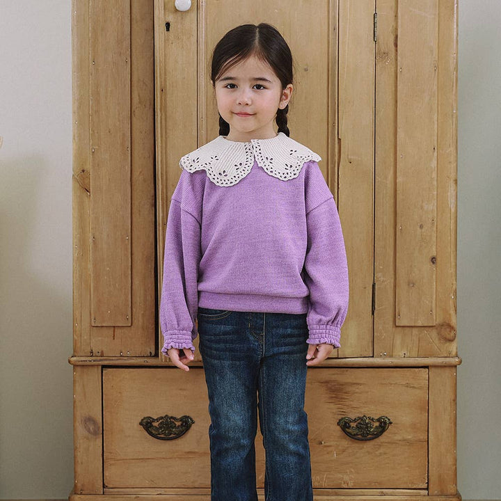 Roa Wide Crochet Collared T-Shirt-Sweatshirt - Kids-ToTo Heros-ToTo Heros l Premium Children&#x27;s Clothing