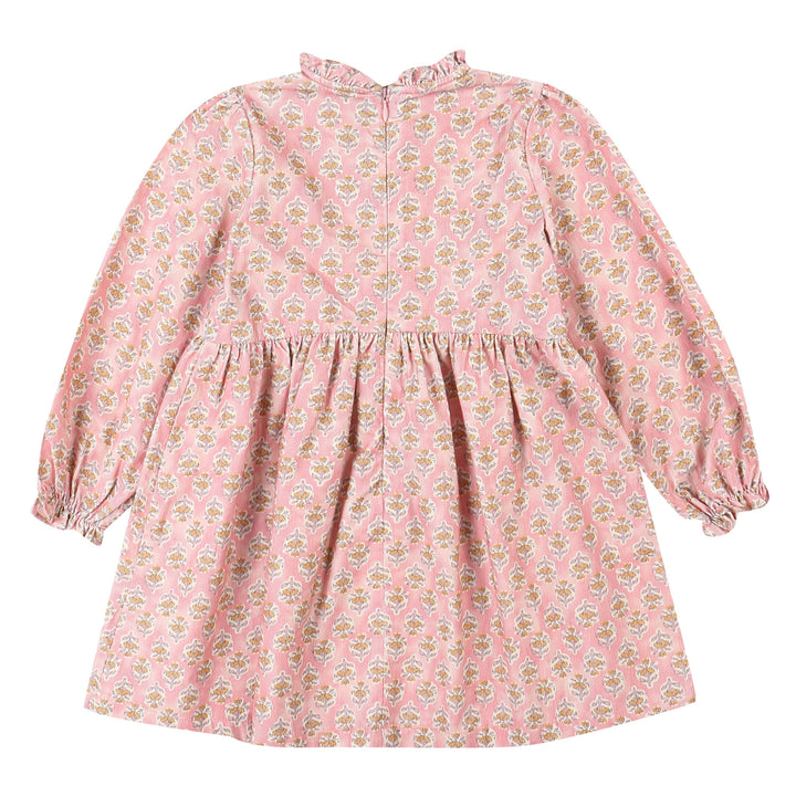 Rose Ruffled Neck Floral Print Dress-Dress - Kids-ToTo Heros-ToTo Heros l Premium Children&#x27;s Clothing