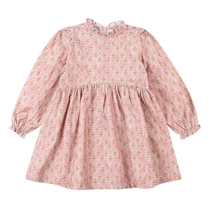 Rose Ruffled Neck Floral Print Dress-Dress - Kids-ToTo Heros-ToTo Heros l Premium Children&#x27;s Clothing