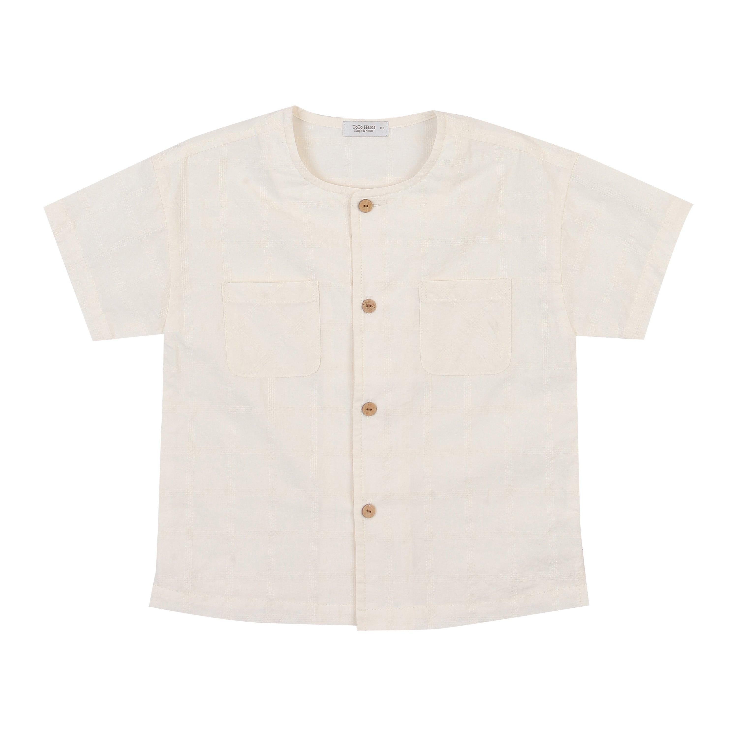 Round Neck Chest Pocket Button Down Shirt-Button Down Shirt - Kids-ToTo Heros-