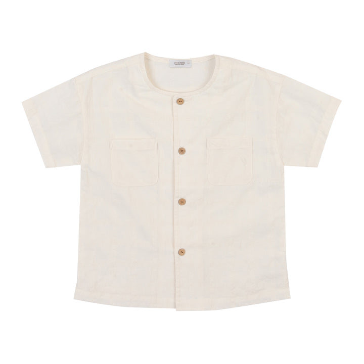 Round Neck Chest Pocket Button Down Shirt-Button Down Shirt - Kids-ToTo Heros-