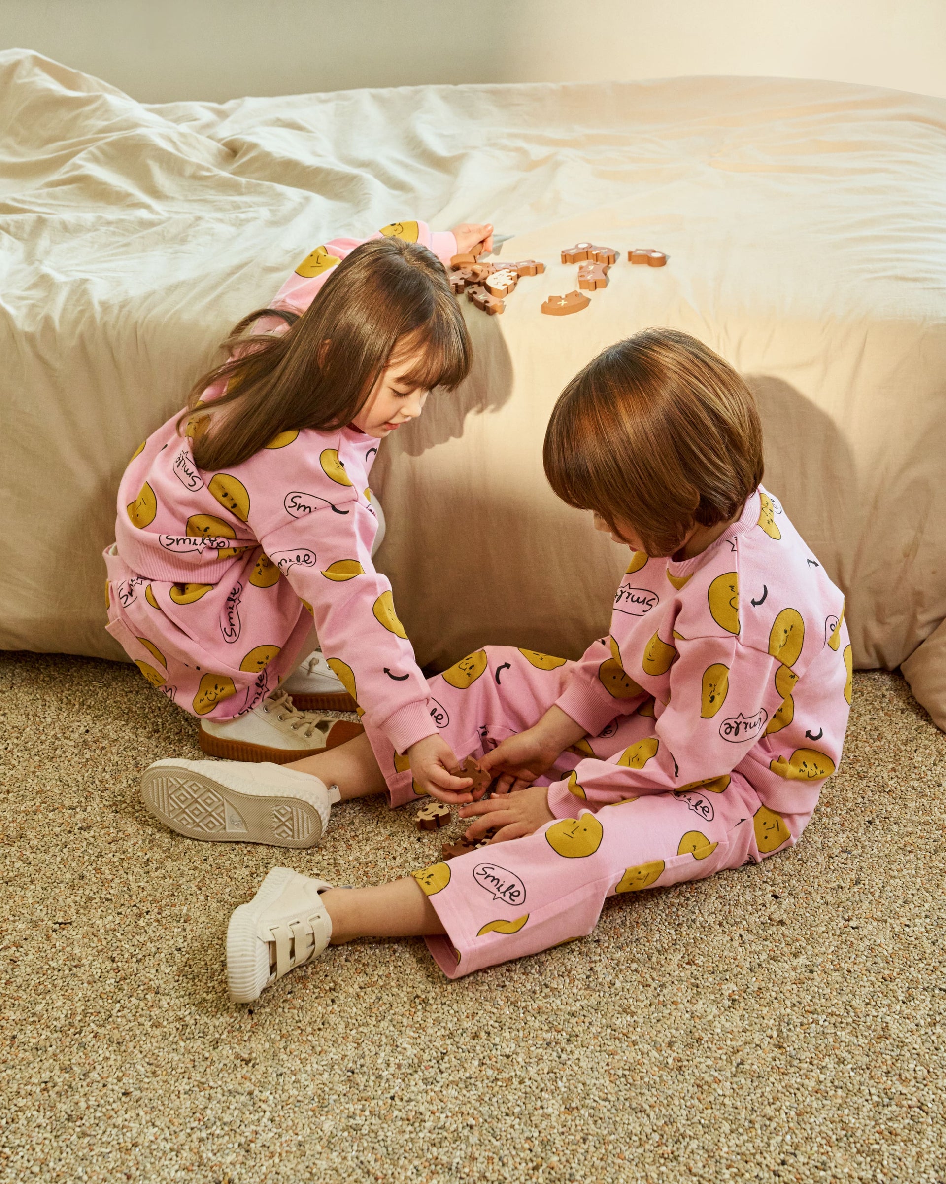 Smile Print Sweatshirt & Sweatshorts Set-Top & Pant Set - Kids-ToTo Heros-ToTo Heros l Premium Children&#x27;s Clothing