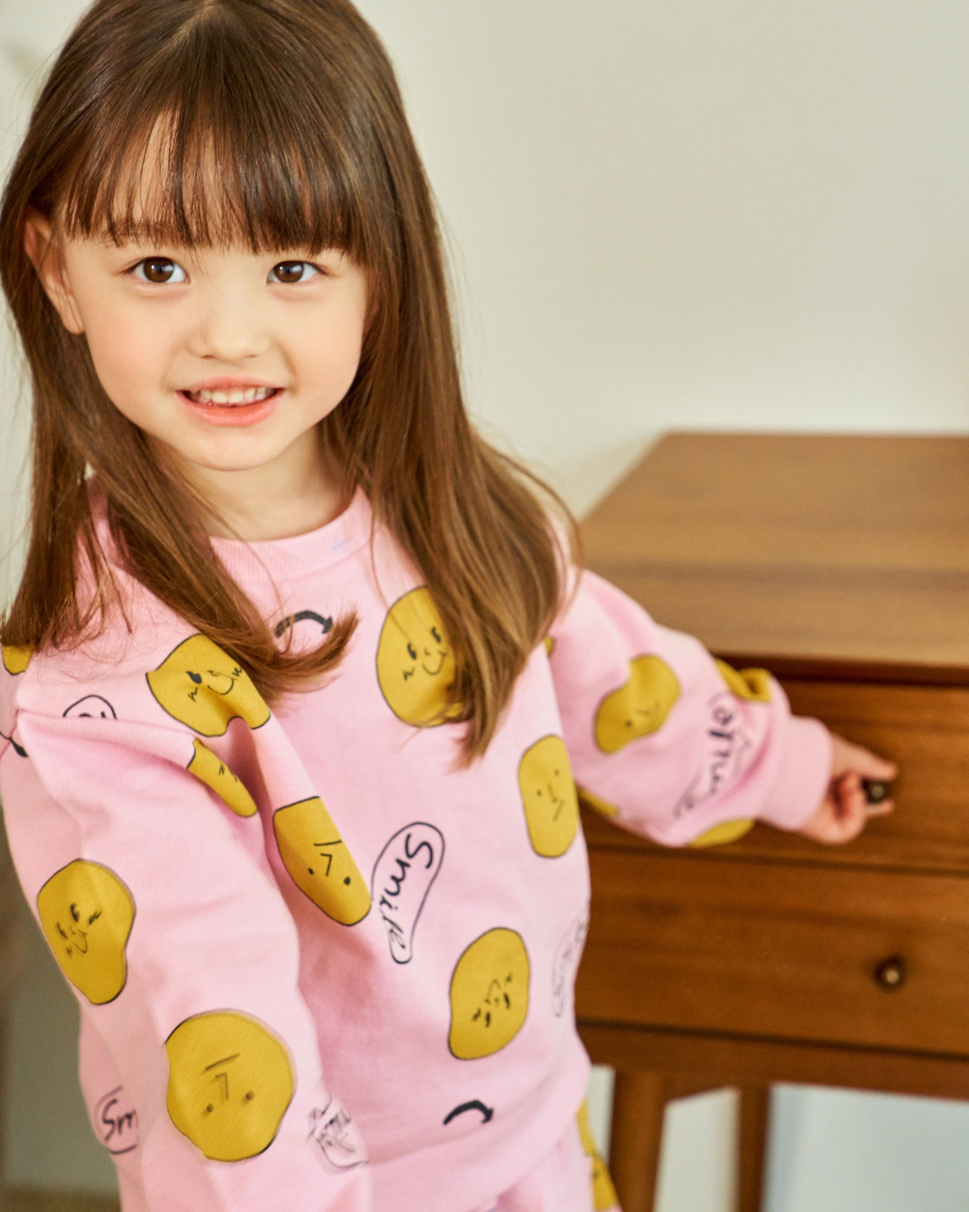 Smile Print Sweatshirt & Sweatshorts Set-Top & Pant Set - Kids-ToTo Heros-ToTo Heros l Premium Children&#x27;s Clothing