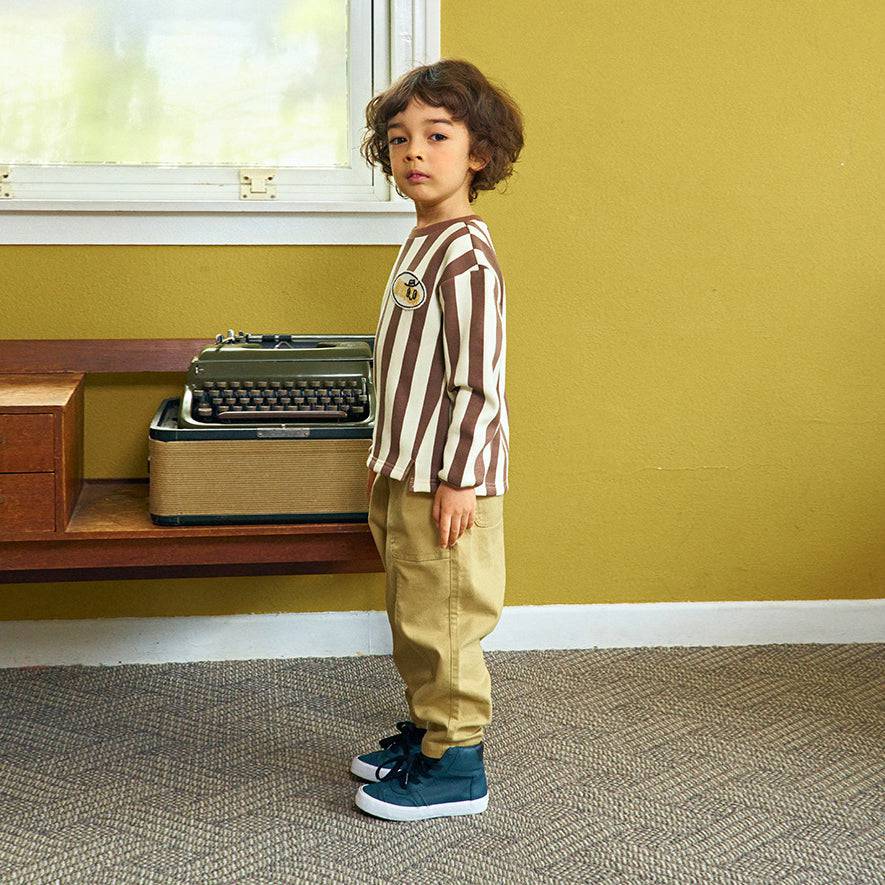 Striped Patch T-Shirt-T-Shirt - Kids-ToTo Heros-ToTo Heros l Premium Children&#x27;s Clothing