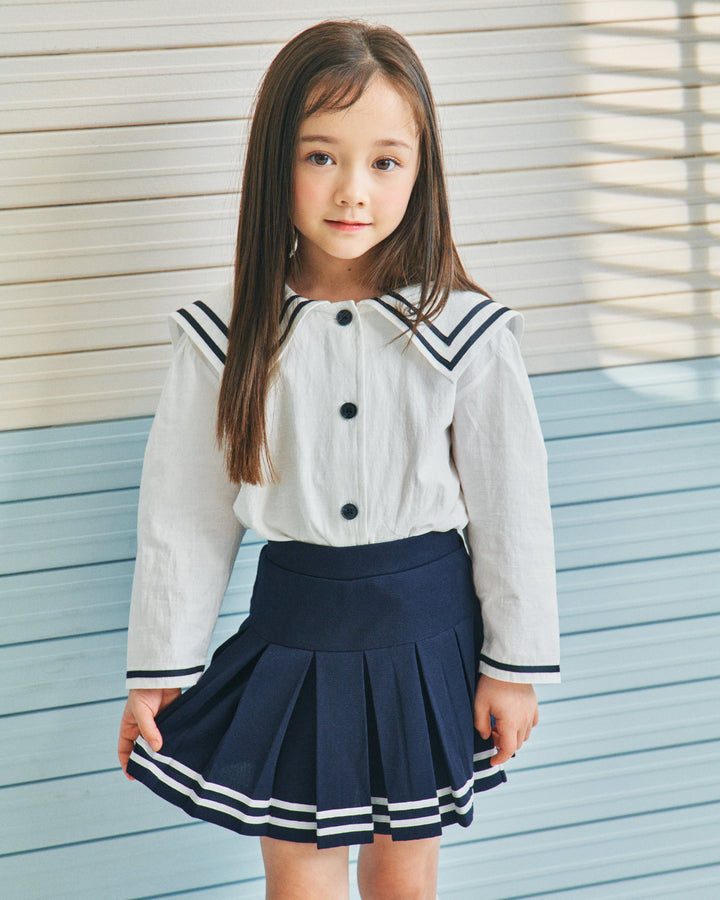 Sunny Sailor-Collared Button-Down Blouse-Shirt - Kids-ToTo Heros-