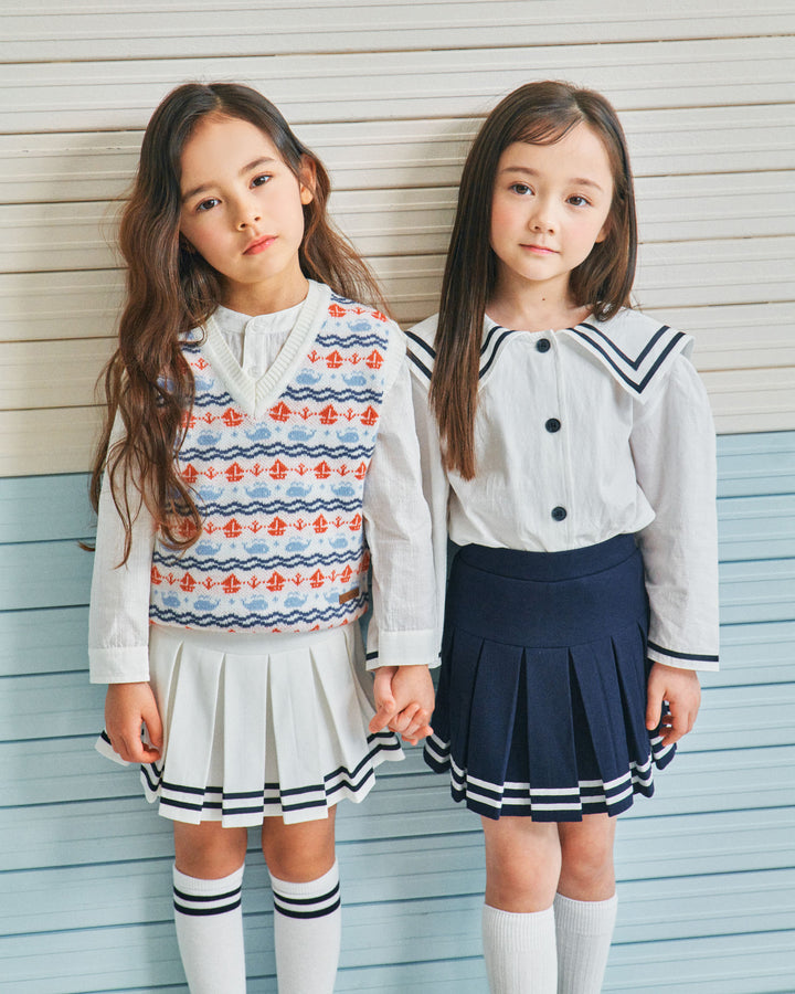 Sunny Sailor-Collared Button-Down Blouse-Shirt - Kids-ToTo Heros-