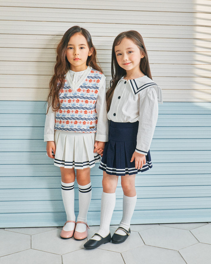 Sunny Sailor-Collared Button-Down Blouse-Shirt - Kids-ToTo Heros-