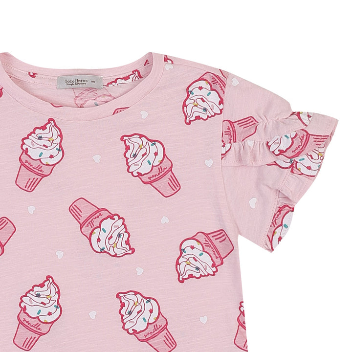 Sweet Ice Cream Cone All-Over Print Frill Sleeve T-Shirt-T-Shirt - Kids-ToTo Heros-