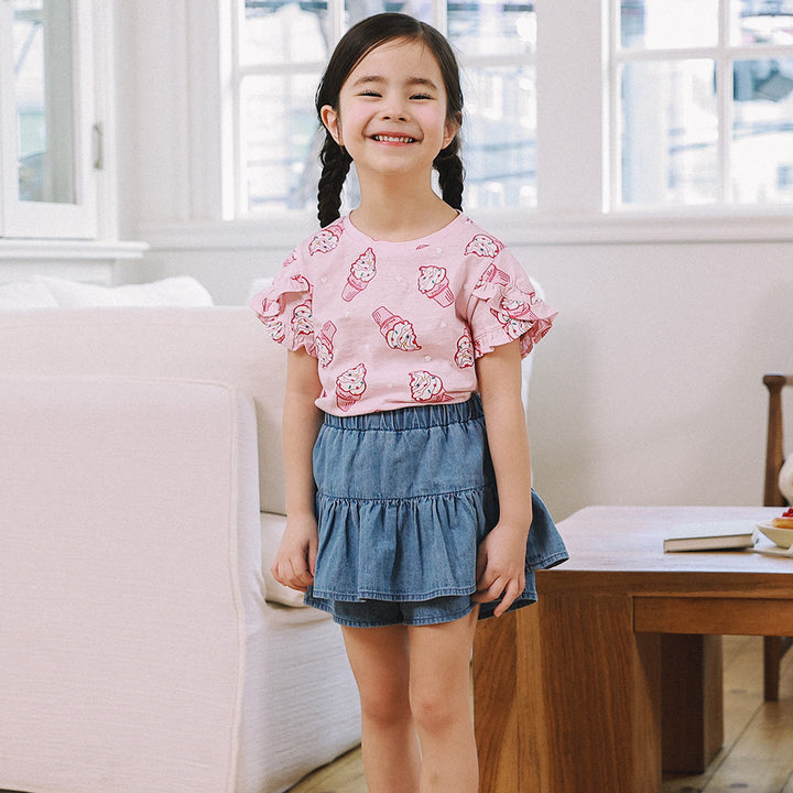Sweet Ice Cream Cone All-Over Print Frill Sleeve T-Shirt-T-Shirt - Kids-ToTo Heros-