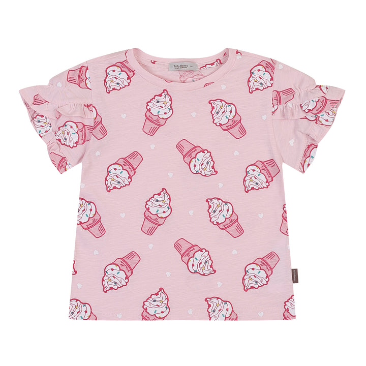 Sweet Ice Cream Cone All-Over Print Frill Sleeve T-Shirt-T-Shirt - Kids-ToTo Heros-