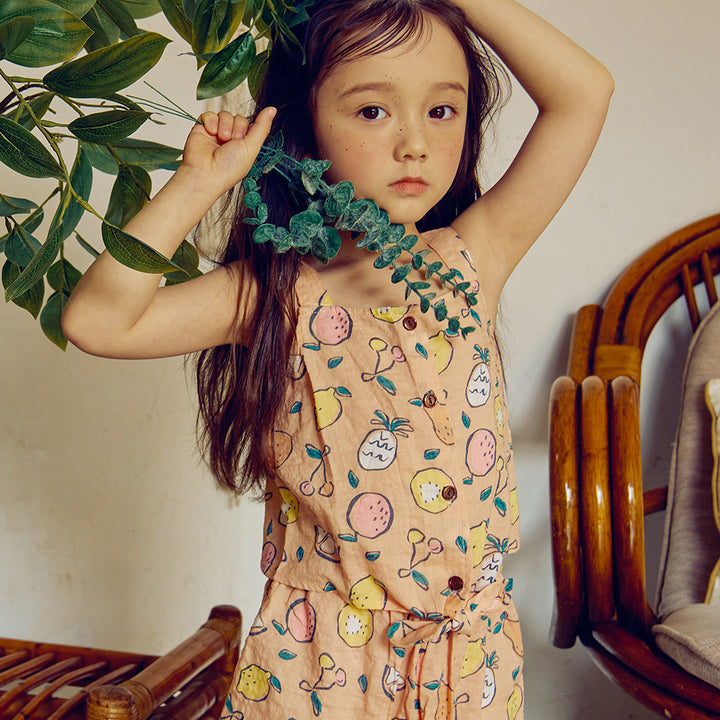Sweetie Fruit Print Front Tie Tank Top & Shorts Set-Top & Skirt Set - Kids-ToTo Heros-