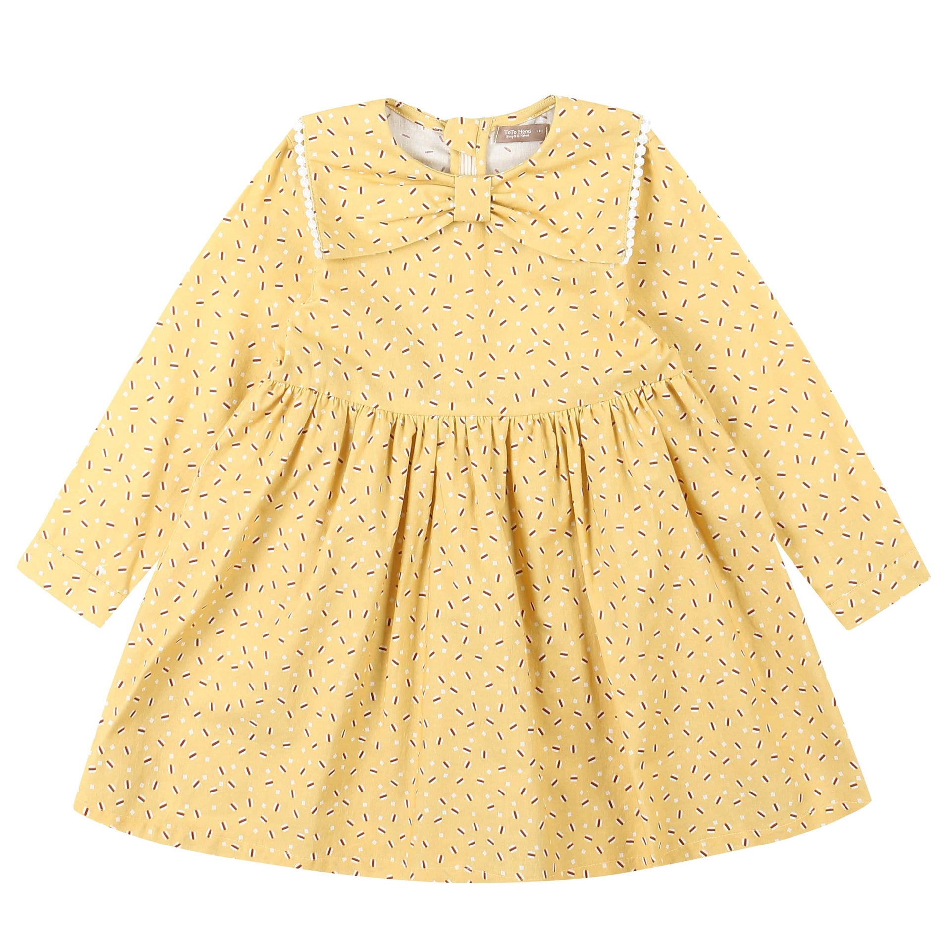 Macaroon Print Ribbon Collar Dress - ToTo Heros l Premium Children's Clothing