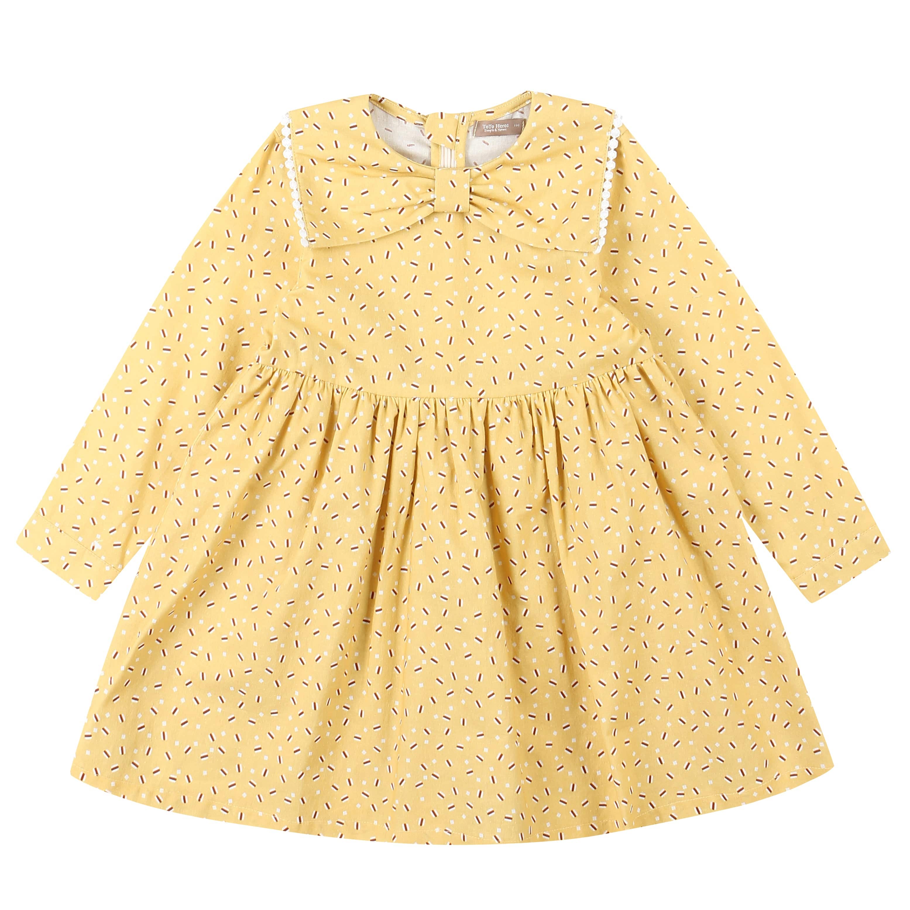 Macaroon Print Ribbon Collar Dress - ToTo Heros l Premium Children's Clothing