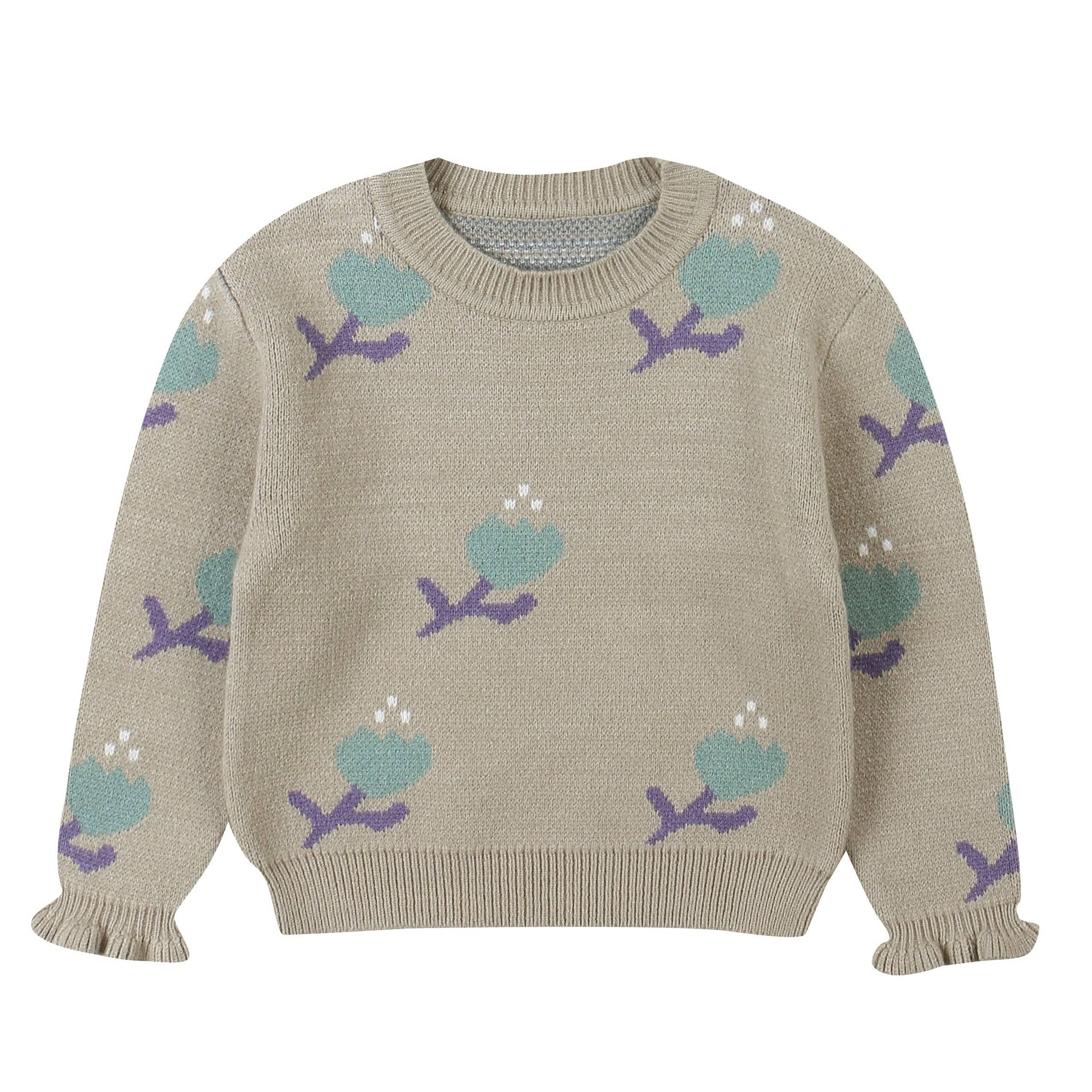 Belita Floral Pattern Knit Sweater - ToTo Heros l Premium Children's Clothing