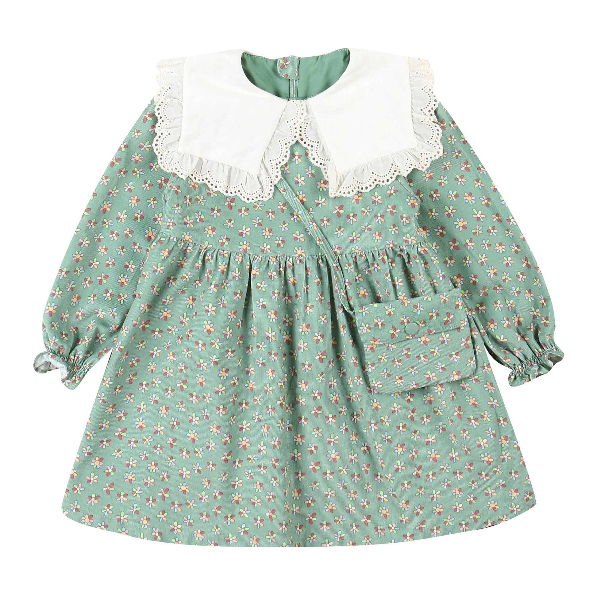 Tiana Floral Print Corduroy Dress with Mini Bag - ToTo Heros l Premium Children's Clothing