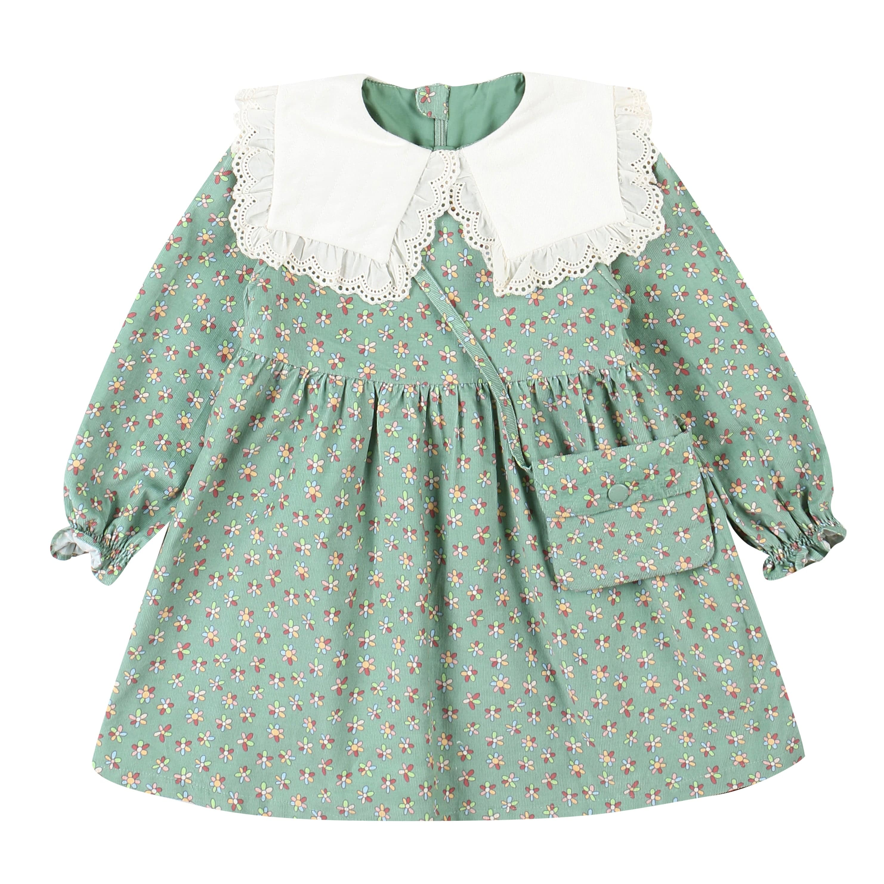 Tiana Floral Print Corduroy Dress with Mini Bag - ToTo Heros l Premium Children's Clothing