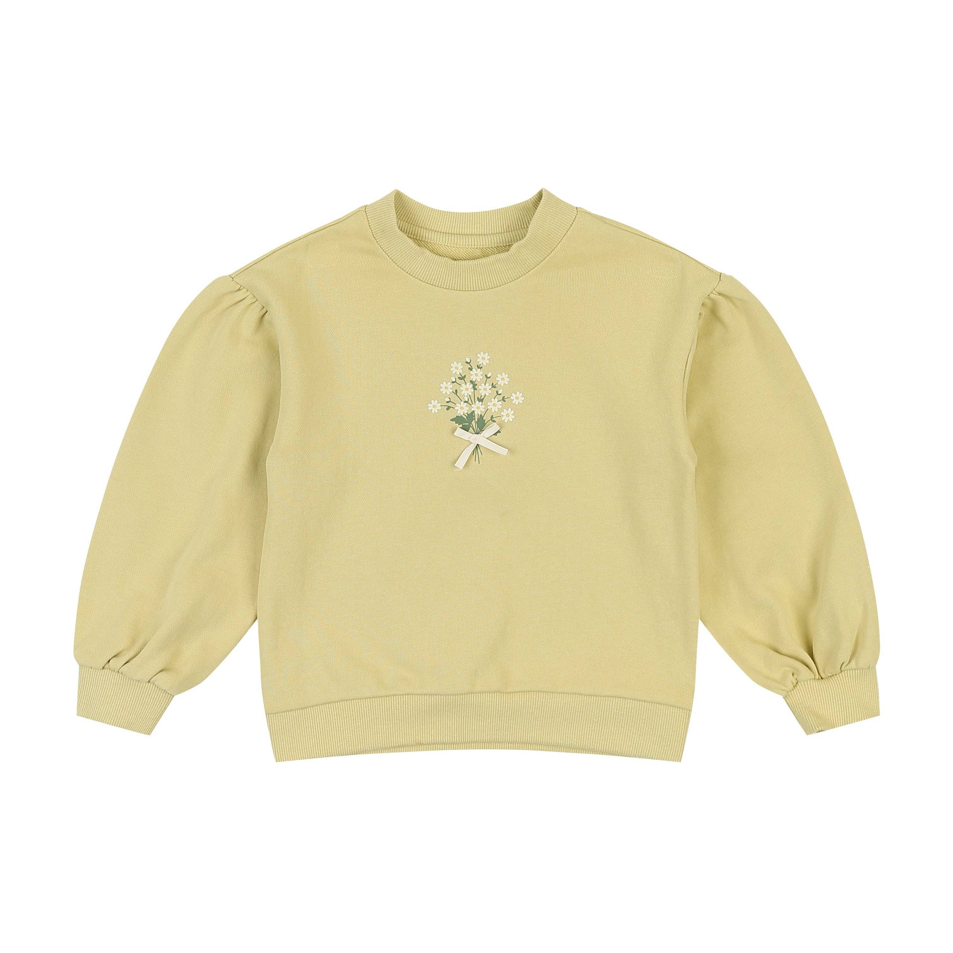 Karina Puff Sleeve Flower Detail Sweatshirt - ToTo Heros l Premium Children's Clothing