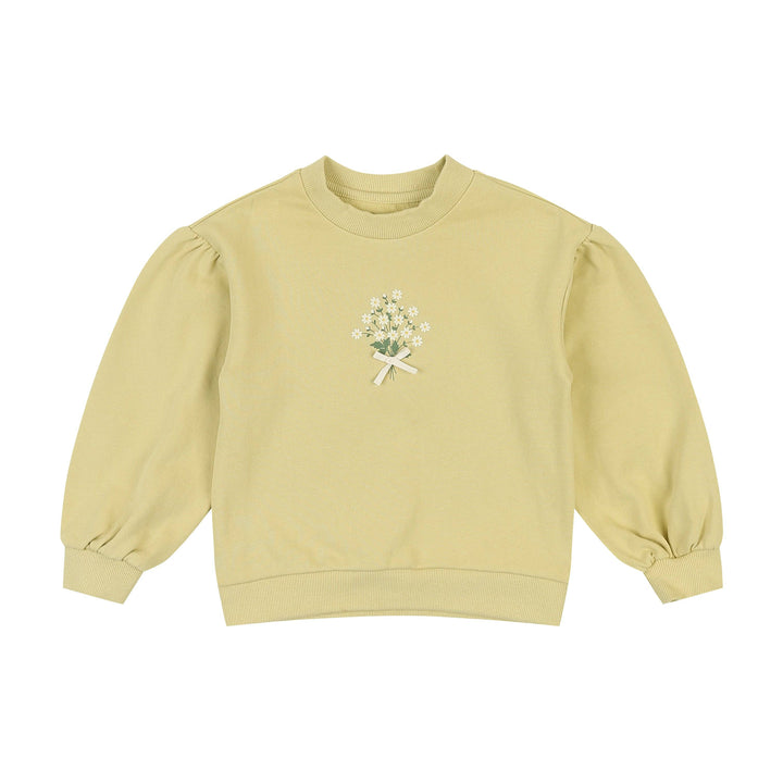 Karina Puff Sleeve Flower Detail Sweatshirt - ToTo Heros l Premium Children's Clothing