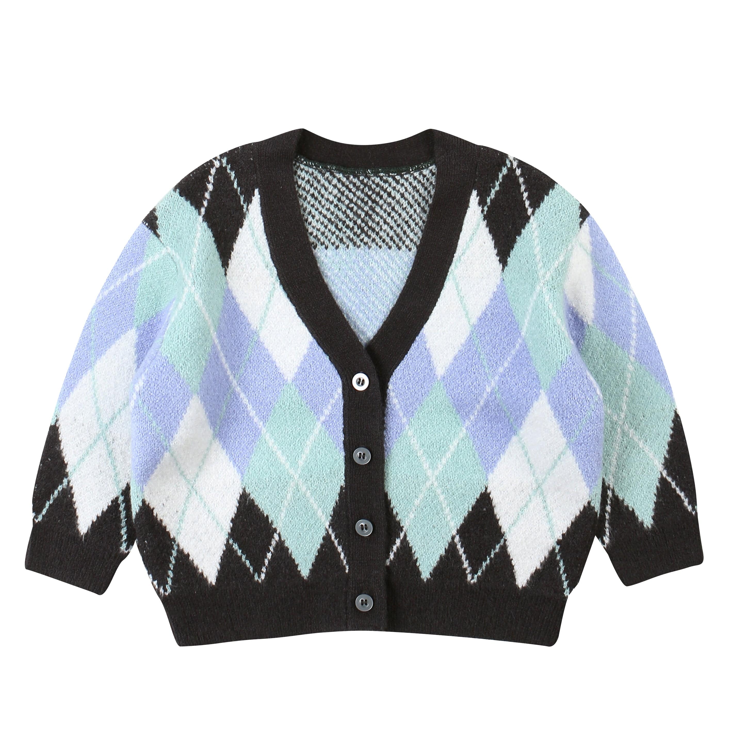 Coby Multi Color Argyle Pattern Knit Cardigan - ToTo Heros l Premium Children's Clothing