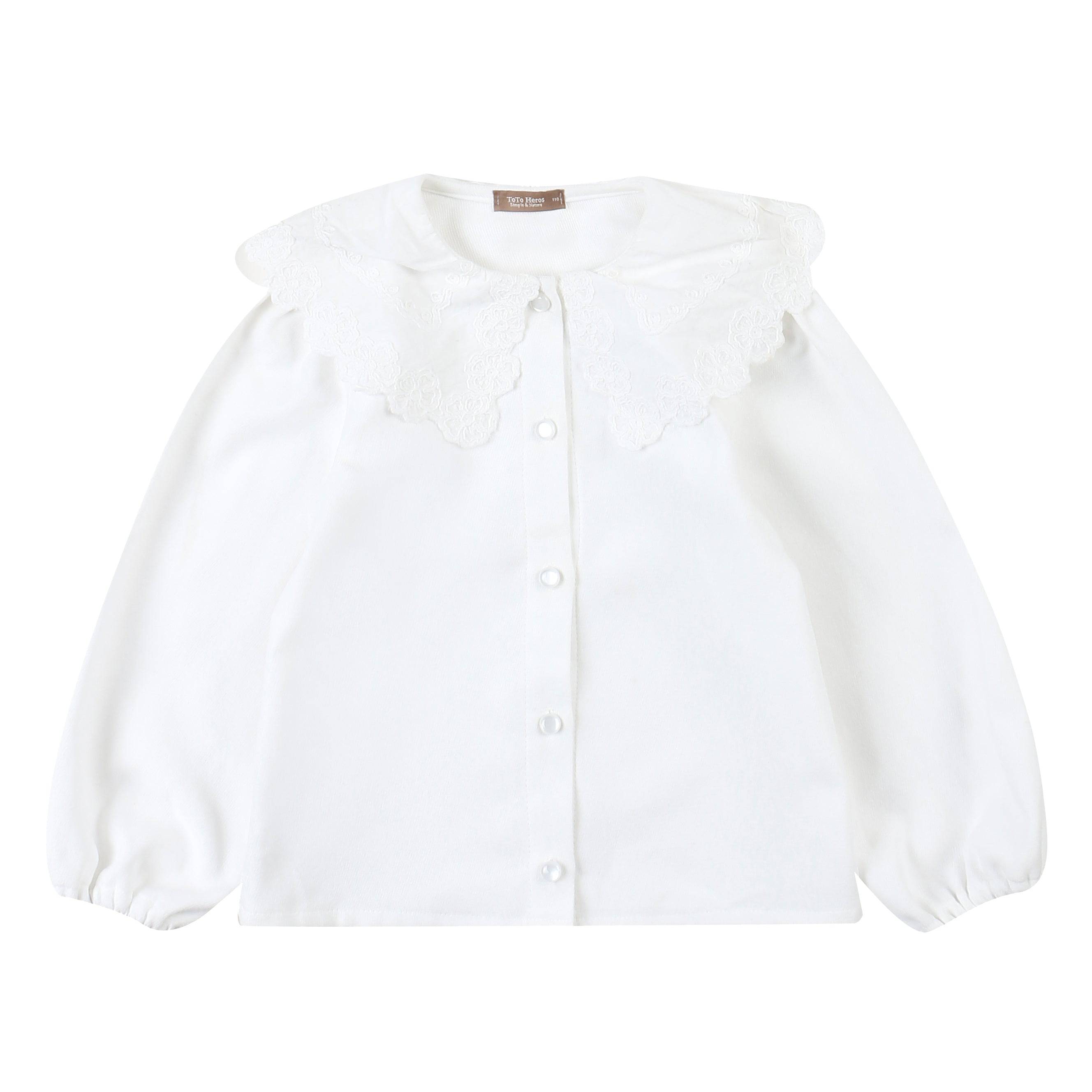 Angela Lace Collar Balloon Sleeve Blouse - ToTo Heros l Premium Children's Clothing