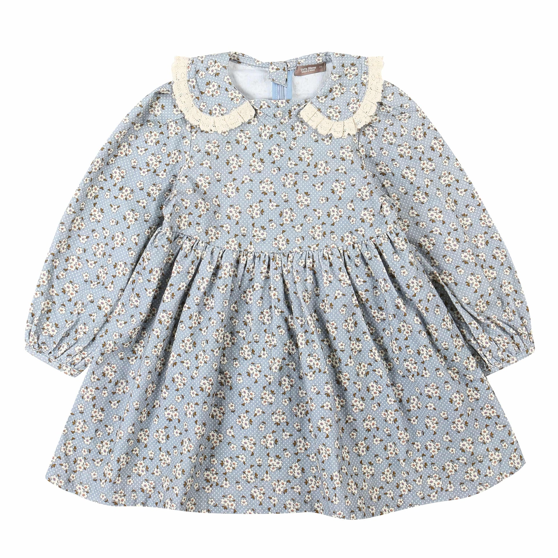 Celina Floral Print Corduroy Dress - ToTo Heros l Premium Children's Clothing