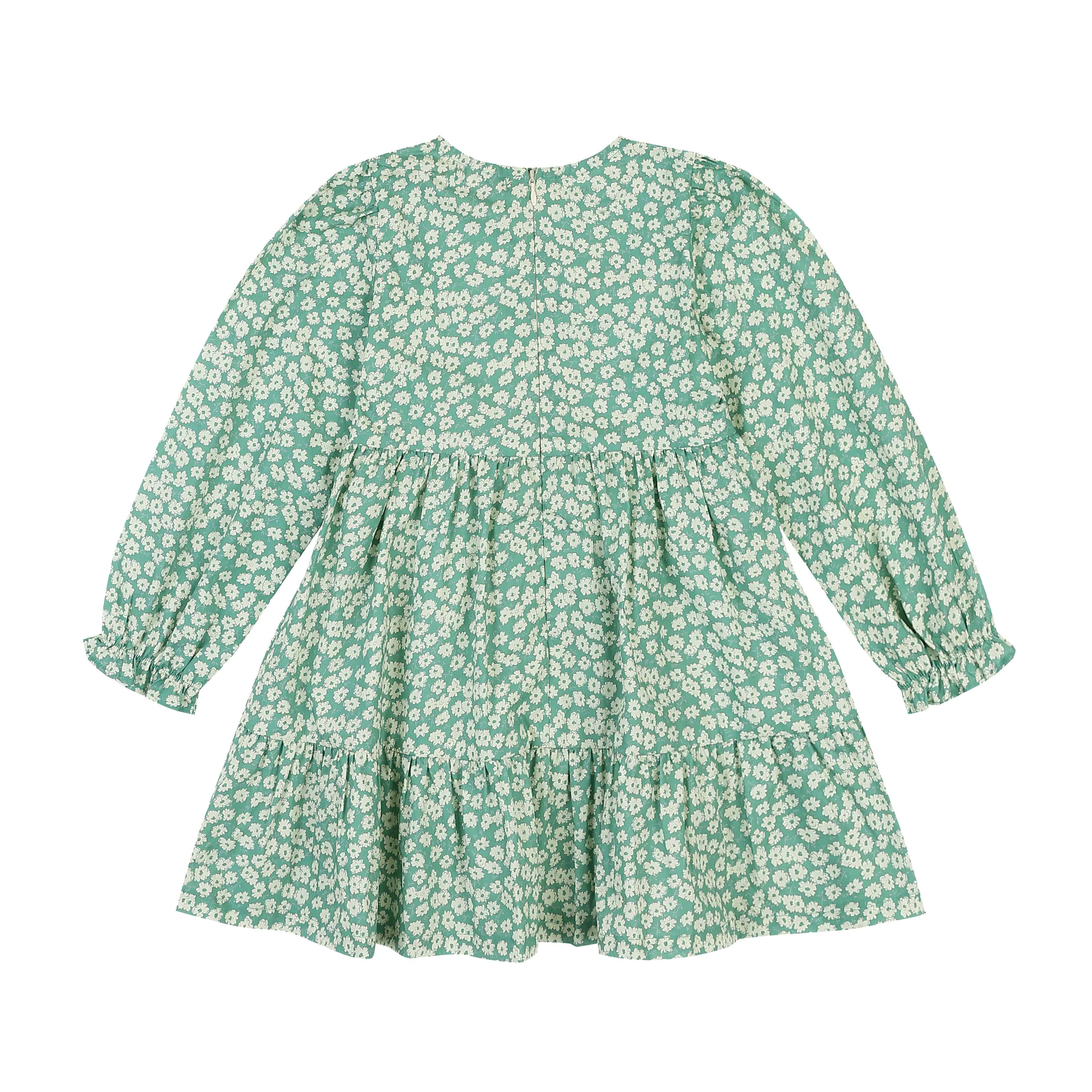 Green Floral Print Dress - ToTo Heros l Premium Children's Clothing