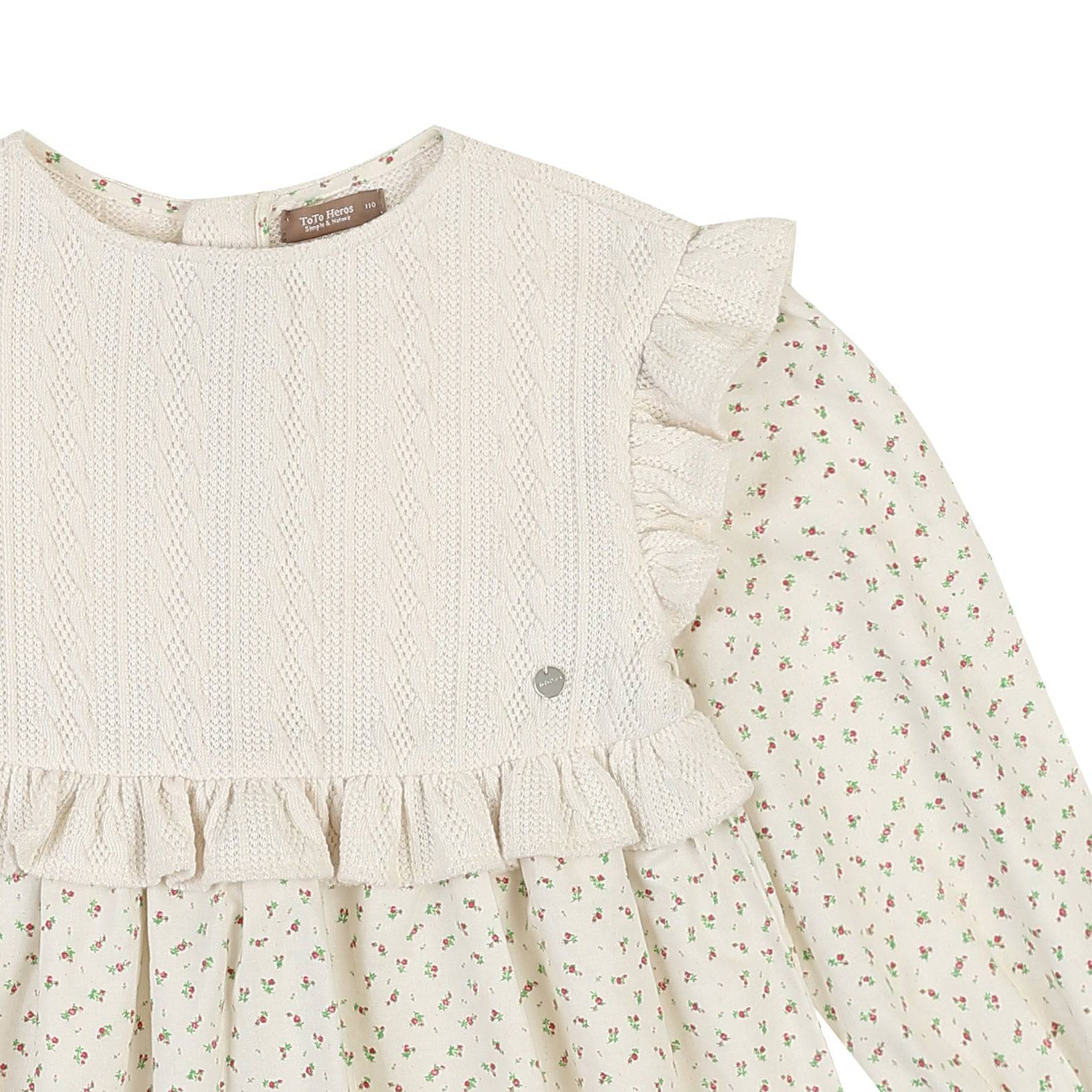 Nana Knit Vest Detail Floral Dress - ToTo Heros l Premium Children's Clothing