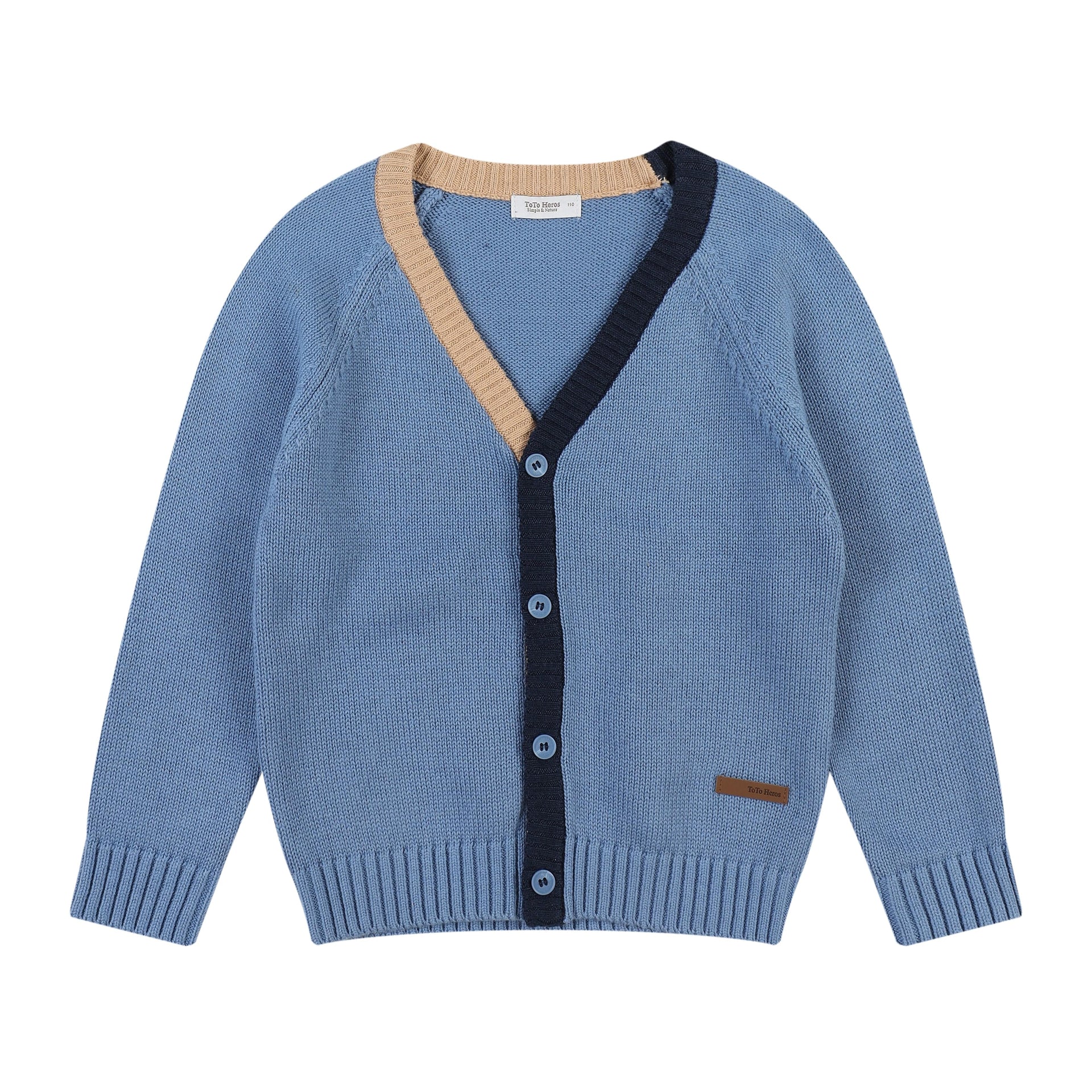 Kai Contrast Trim Knit Cardigan - ToTo Heros l Premium Children's Clothing