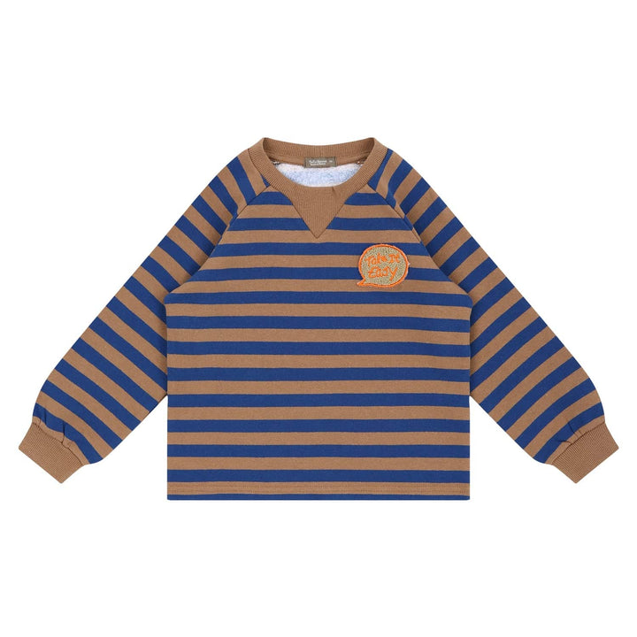 Take It Easy Patch Fleeced Striped Pullover T-Shirt-Sweatshirt - Kids-ToTo Heros-ToTo Heros l Premium Children&#x27;s Clothing