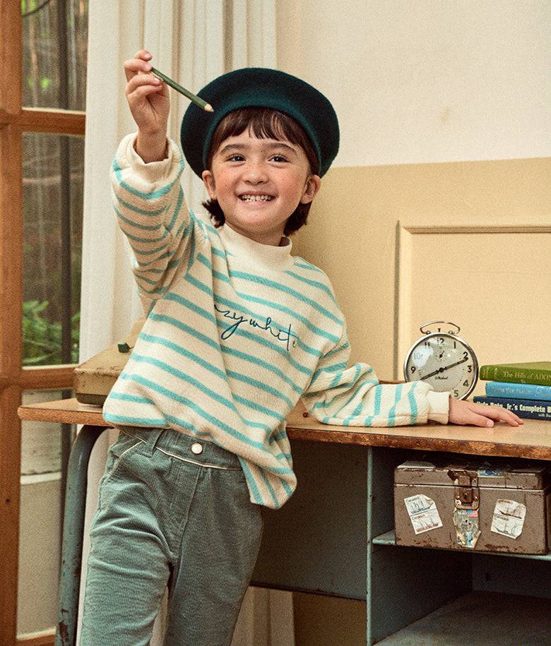 Textured Striped Long Pullover T-Shirt-T-Shirt - Kids-ToTo Heros-ToTo Heros l Premium Children&#x27;s Clothing
