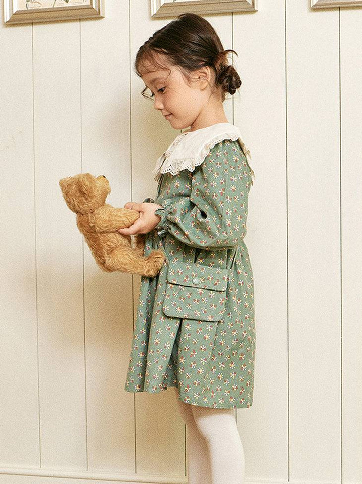 Tiana Floral Print Corduroy Dress with Mini Bag-Dress - Kids-ToTo Heros-ToTo Heros l Premium Children&#x27;s Clothing