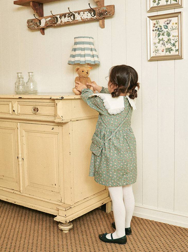 Tiana Floral Print Corduroy Dress with Mini Bag-Dress - Kids-ToTo Heros-ToTo Heros l Premium Children&#x27;s Clothing