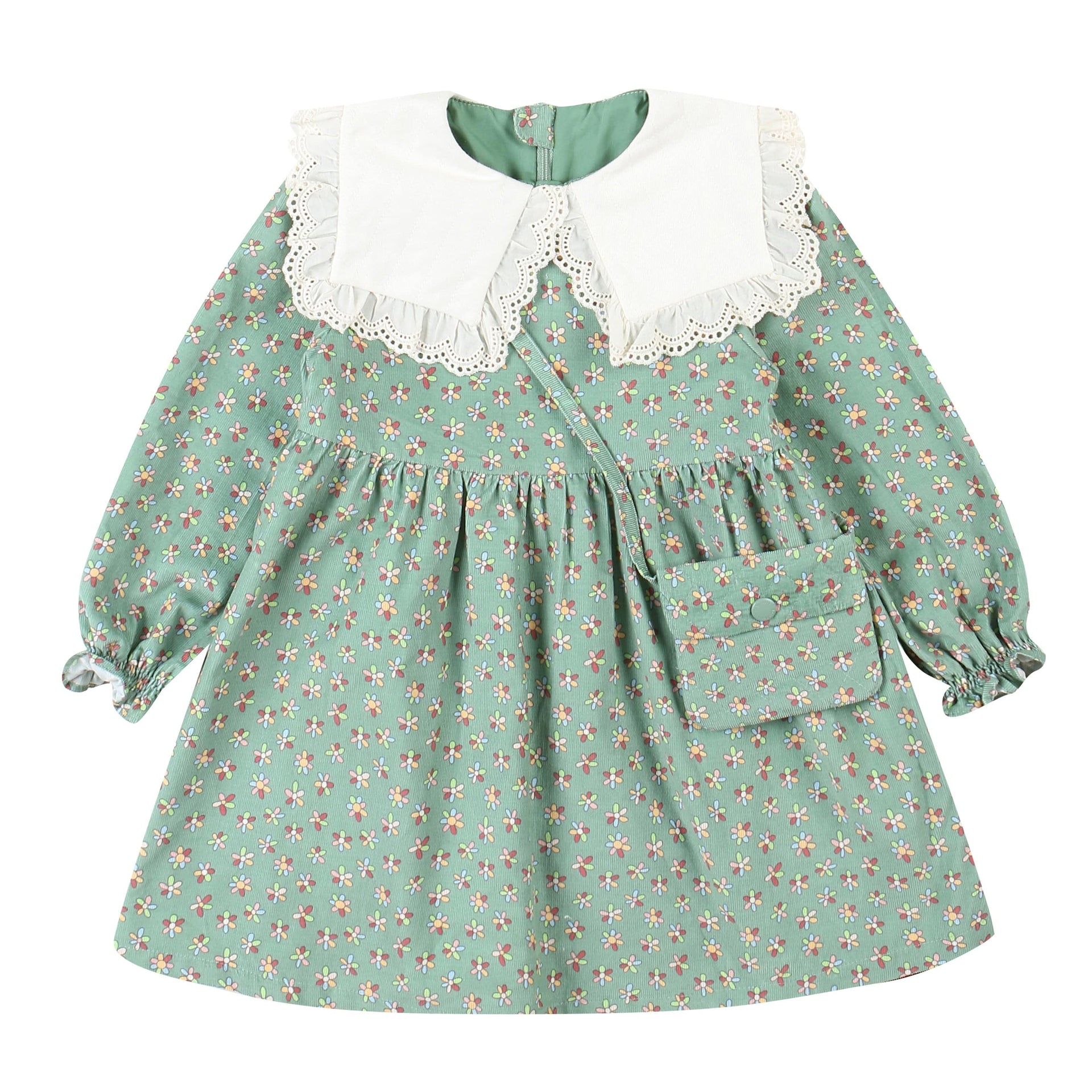 Tiana Floral Print Corduroy Dress with Mini Bag-Dress - Kids-ToTo Heros-ToTo Heros l Premium Children&#x27;s Clothing
