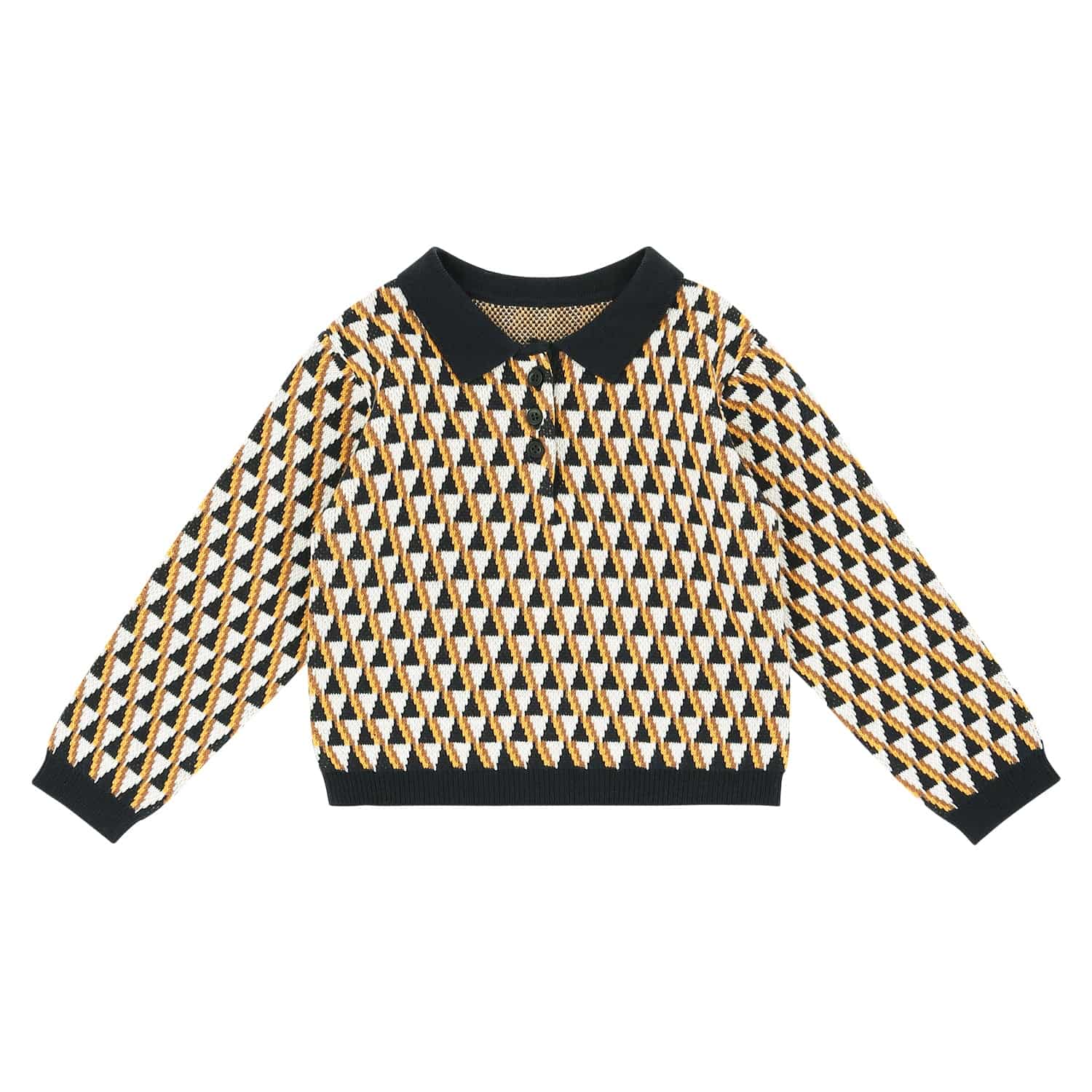 Triangle Pattern Collared Knit Shirt-Knit Sweater - Kids-ToTo Heros-ToTo Heros l Premium Children&#x27;s Clothing