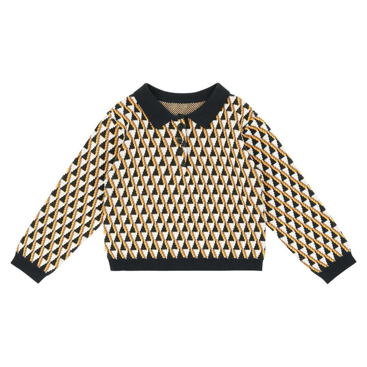 Triangle Pattern Collared Knit Shirt-Knit Sweater - Kids-ToTo Heros-ToTo Heros l Premium Children&#x27;s Clothing