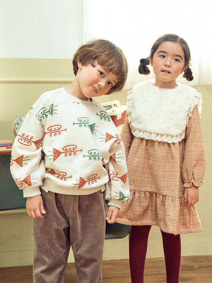 Trumpet Print Fleeced Pullover Sweatshirt-Sweatshirt - Kids-ToTo Heros-ToTo Heros l Premium Children&#x27;s Clothing