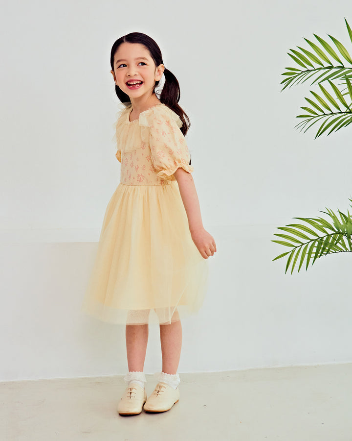 Vanessa Balloon Sleeve Tulle Dress-Dress - Kids-ToTo Heros-ToTo Heros l Premium Children&#x27;s Clothing