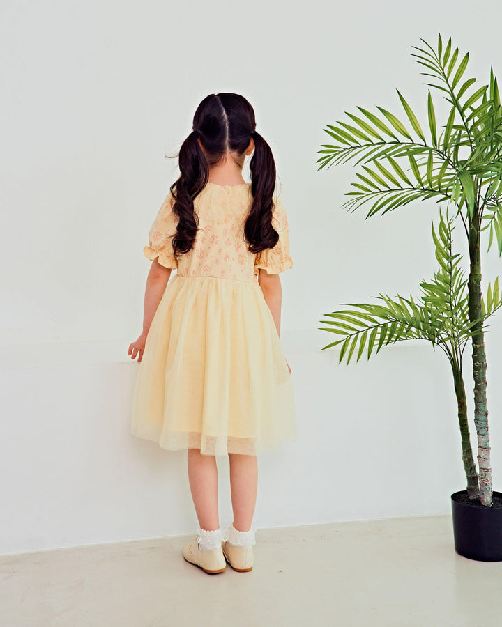 Vanessa Balloon Sleeve Tulle Dress-Dress - Kids-ToTo Heros-ToTo Heros l Premium Children&#x27;s Clothing