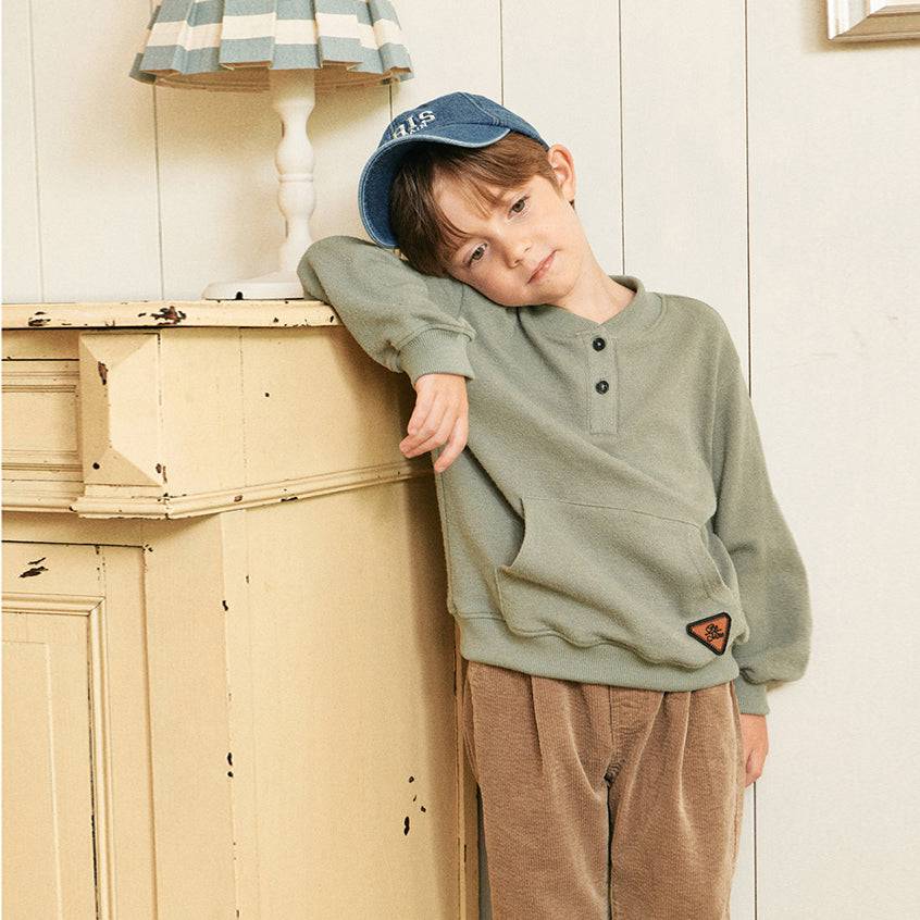 Wade Henley Front Pocket Sweatshirt-T-Shirt - Kids-ToTo Heros-ToTo Heros l Premium Children&#x27;s Clothing