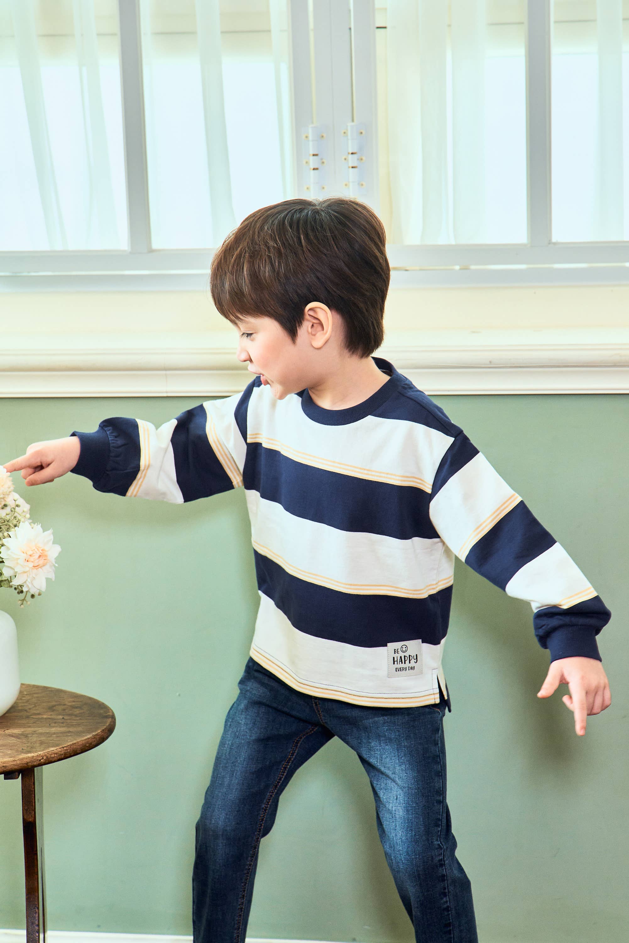 Tricolor Striped Long Sleeve Tee - ToTo Heros l Premium Children's Clothing