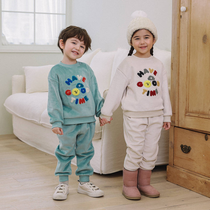 Milo Embroidery Velvet Corduroy Sweatshirt & Sweatpants Set - ToTo Heros l Premium Children's Clothing