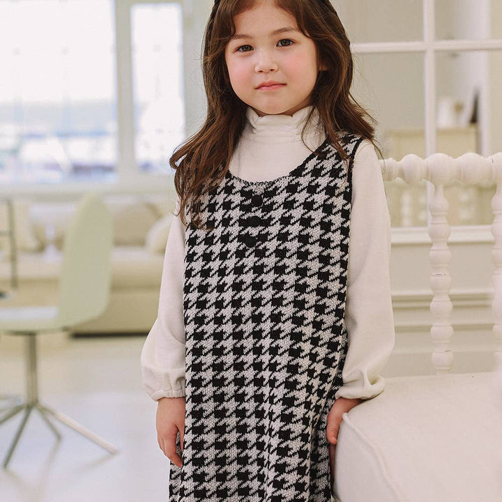 Brianna Houndstooth Wool Blend Knit Dress - ToTo Heros l Premium Children's Clothing