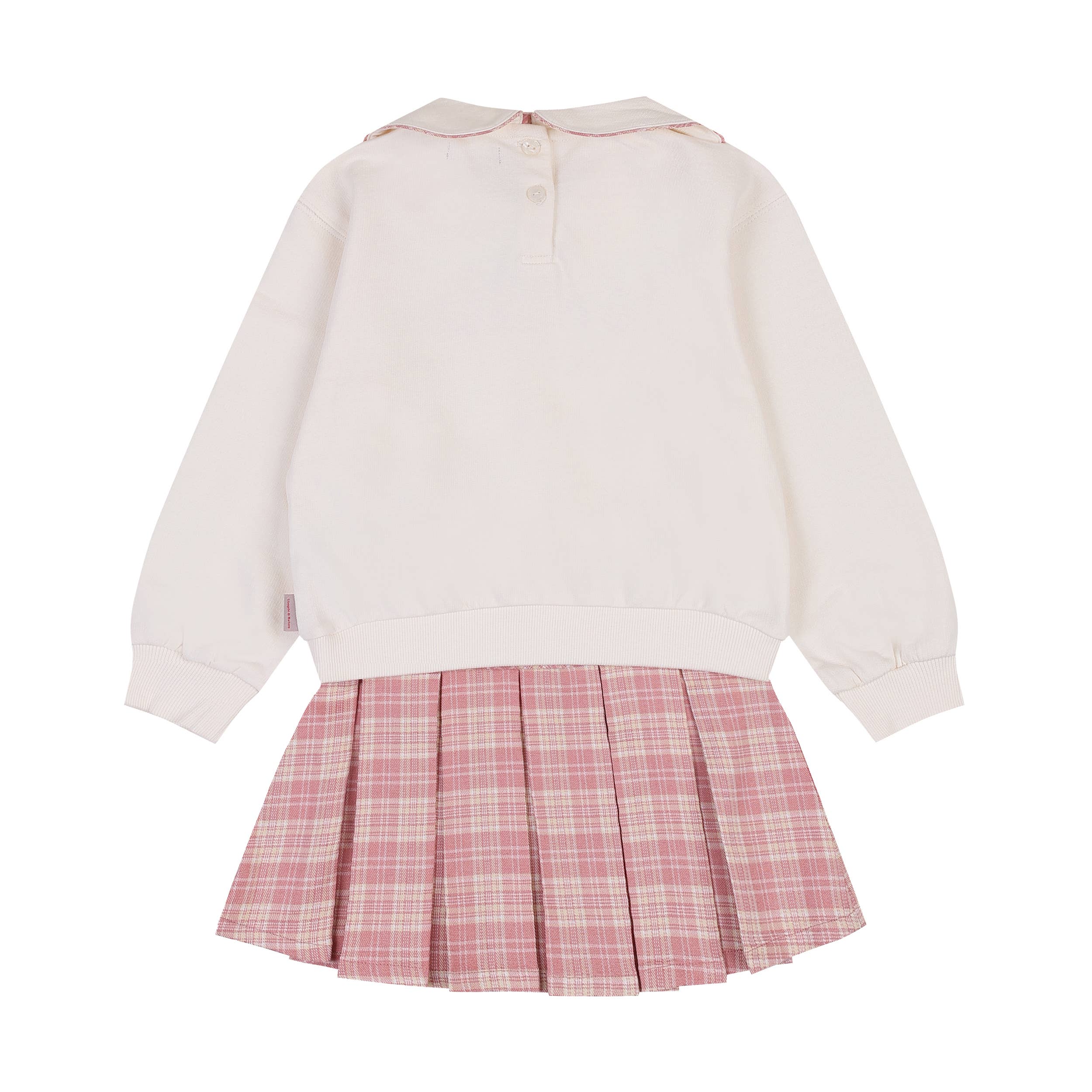 Sofia Round Collared Sweatshirt & Checkered Pattern Skirt Set - ToTo Heros l Premium Children's Clothing