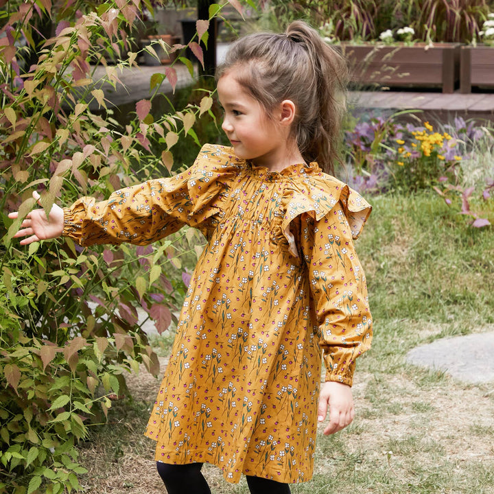 Mustard Frill Dress - ToTo Heros l Premium Children's Clothing