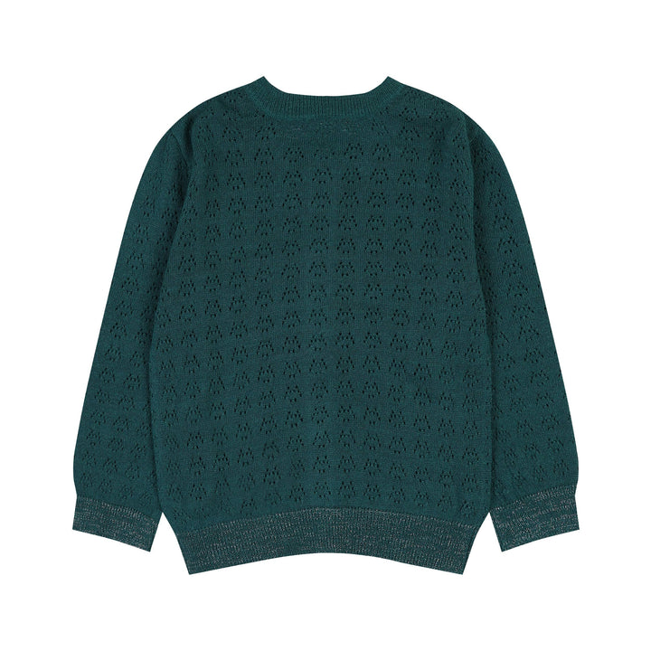 Green Hollow Out Knit Cardigan - ToTo Heros l Premium Children's Clothing