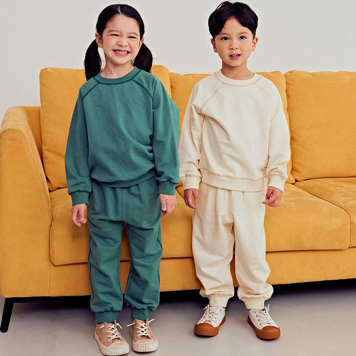 Contrast Stitch Lightweight Sweatshirt & Sweatpants Set-Top & Pant Set - Kids-ToTo Heros-ToTo Heros Premium Children's Clothing