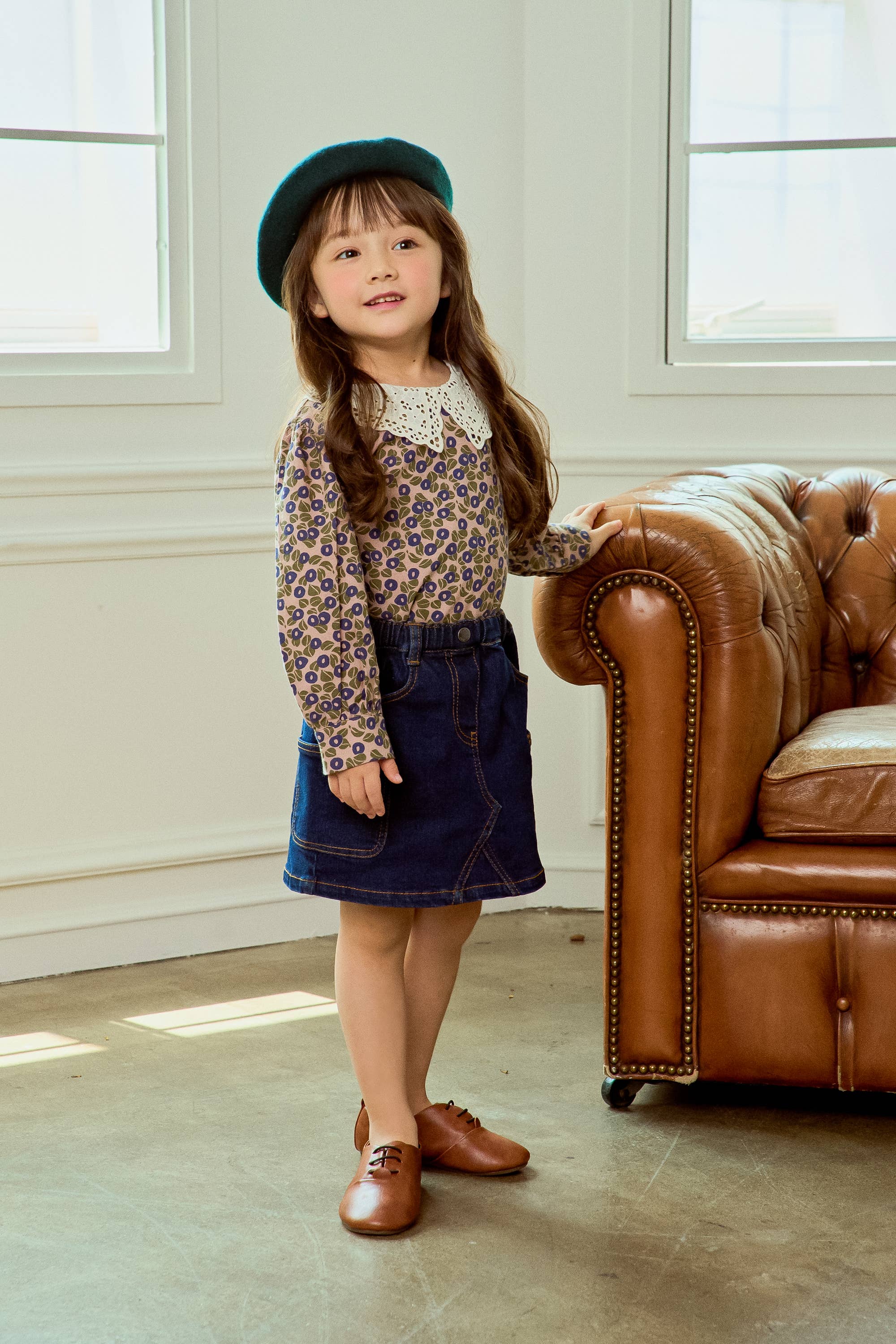 Melissa Eyelet Collared Print Blouse - ToTo Heros l Premium Children's Clothing