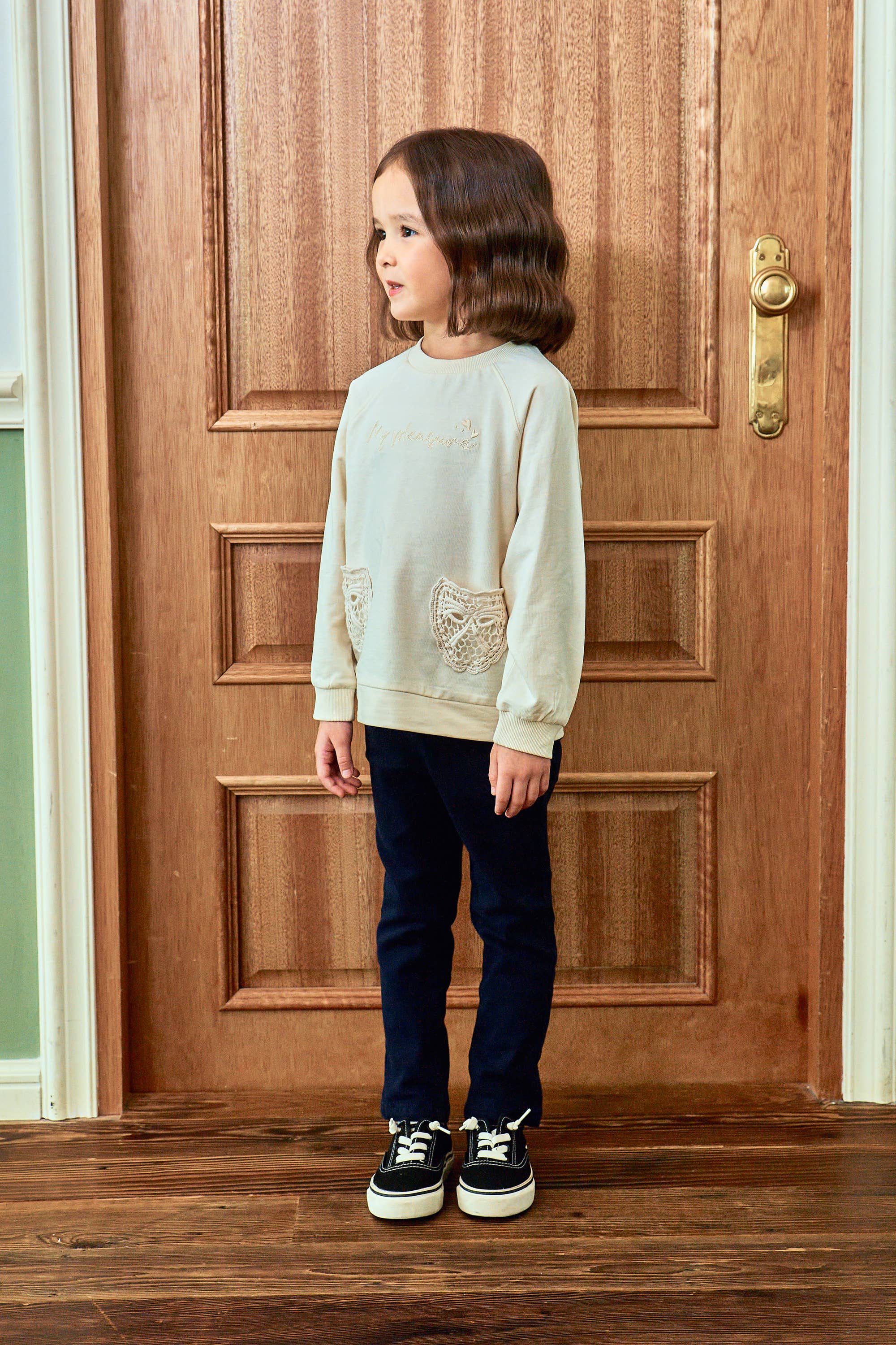 Mary Raglan Sweatshirt with Crochet Pockets - ToTo Heros l Premium Children's Clothing