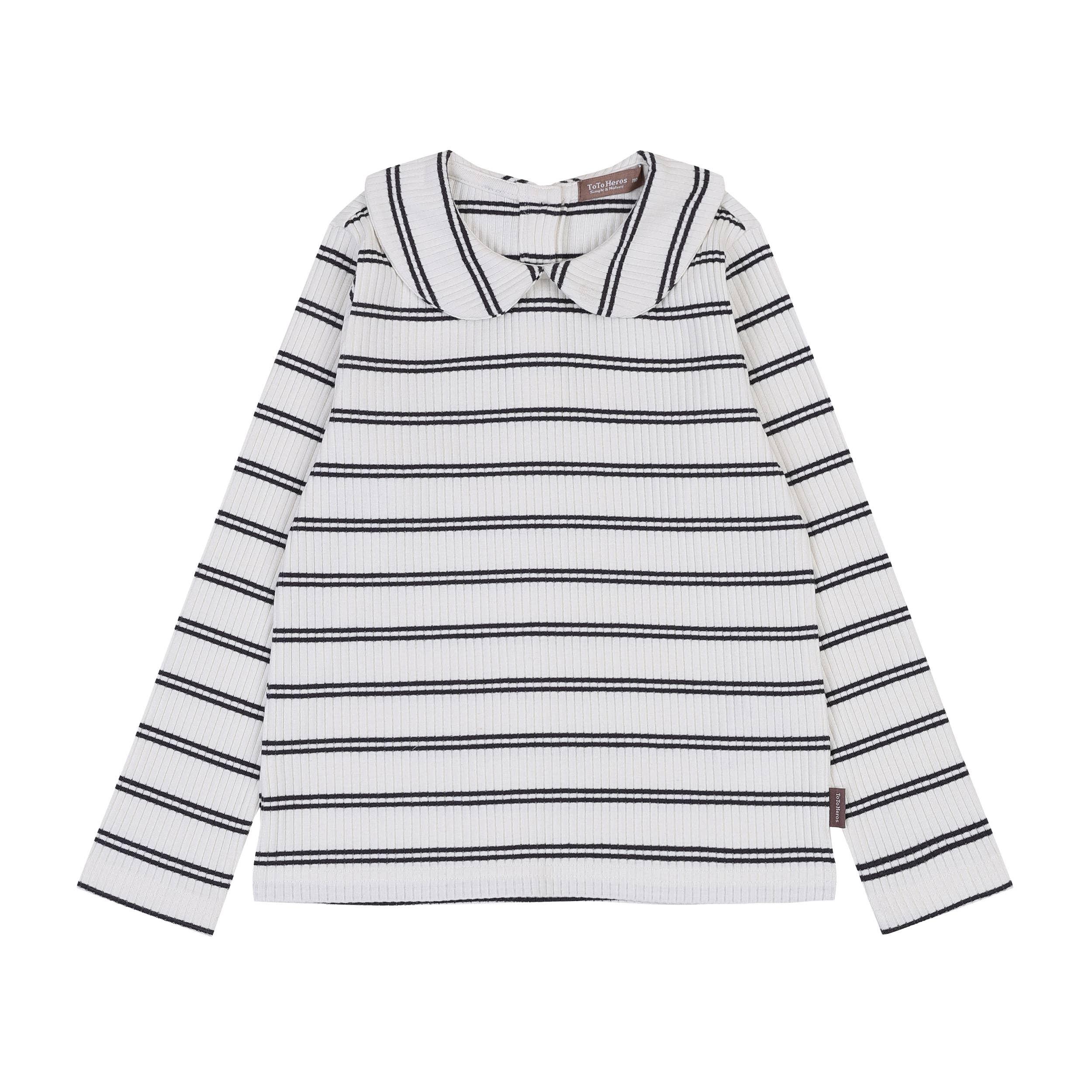 Ribbed Striped Print Collared T-Shirt - ToTo Heros l Premium Children's Clothing