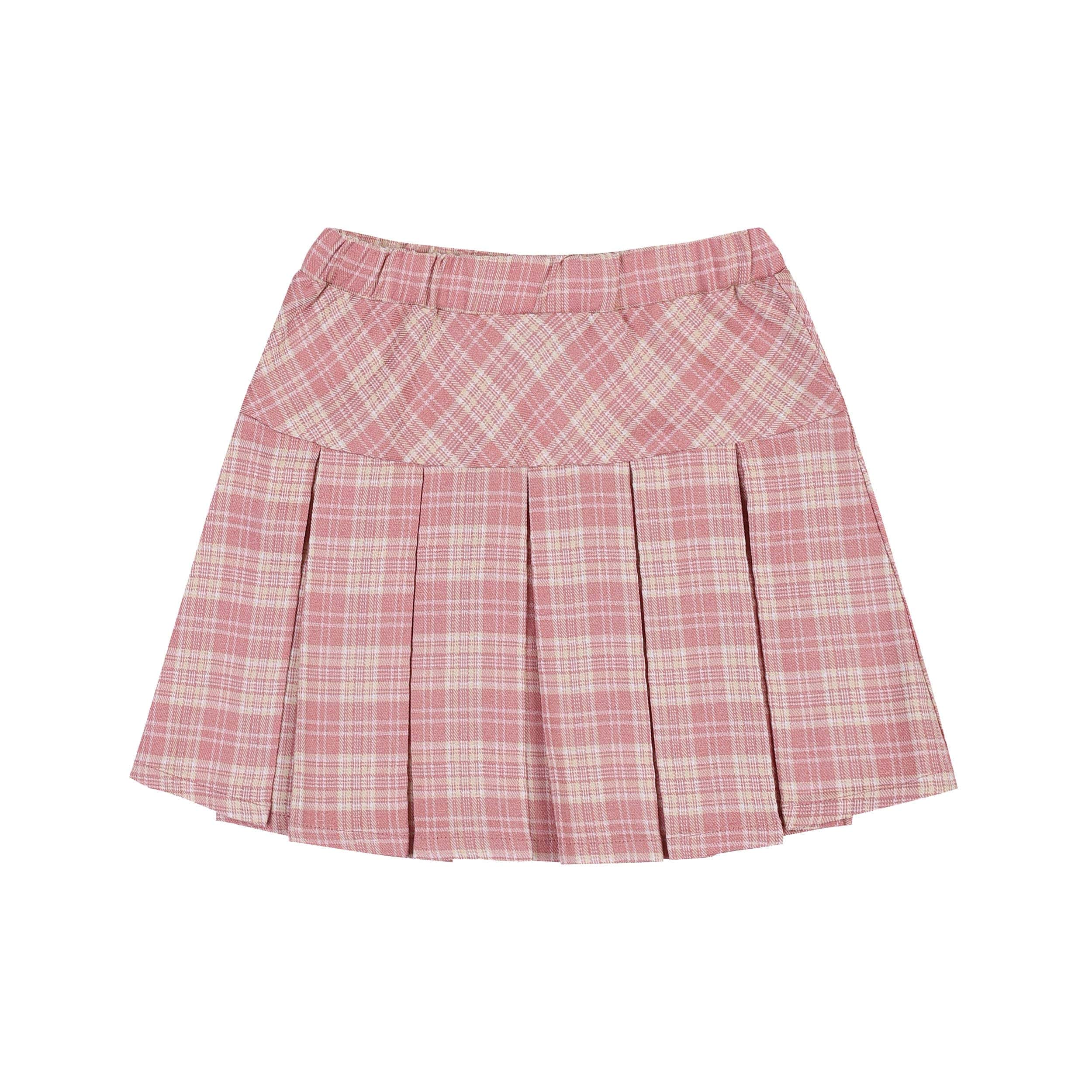 Sofia Round Collared Sweatshirt & Checkered Pattern Skirt Set - ToTo Heros l Premium Children's Clothing